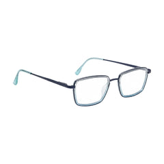 College Fashion 66105 rectangle prescription eyeglasses in grey and blue, angled view