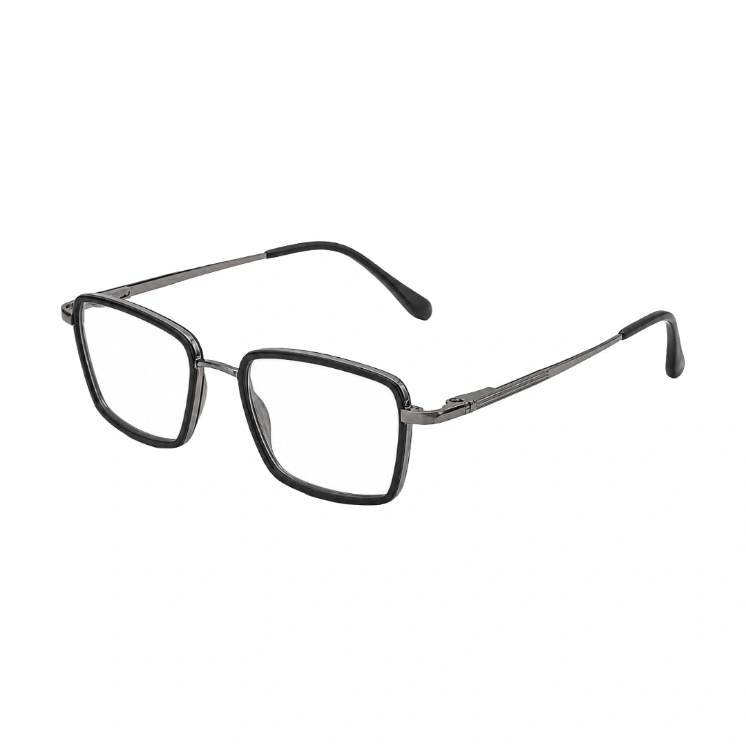 College Fashion 66105 rectangle prescription eyeglasses in grey, three-quarter angled view