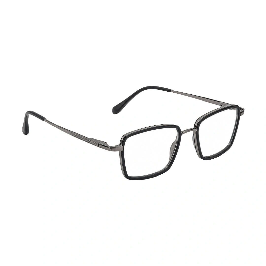 College Fashion 66105 rectangle prescription eyeglasses in grey, angled view