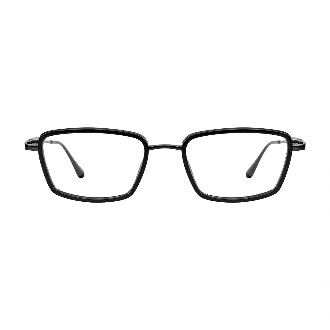 College Fashion 66105 rectangle prescription eyeglasses in gunmetal and black, front view