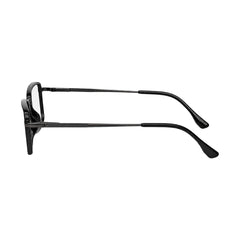 College Fashion 66105 rectangle prescription eyeglasses in gunmetal and black, side profile view