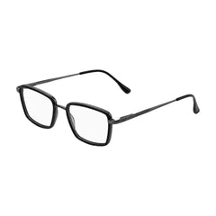 College Fashion 66105 rectangle prescription eyeglasses in gunmetal and black, three-quarter angled view