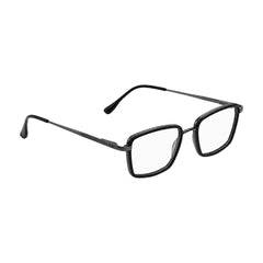 College Fashion 66105 rectangle prescription eyeglasses in gunmetal and black, angled view