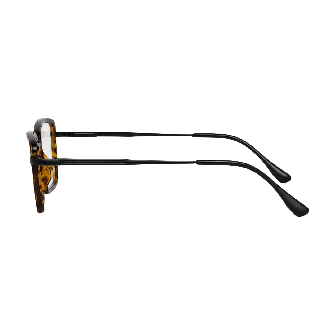 College Fashion 66105 rectangle prescription eyeglasses in tortoise shell, side profile view