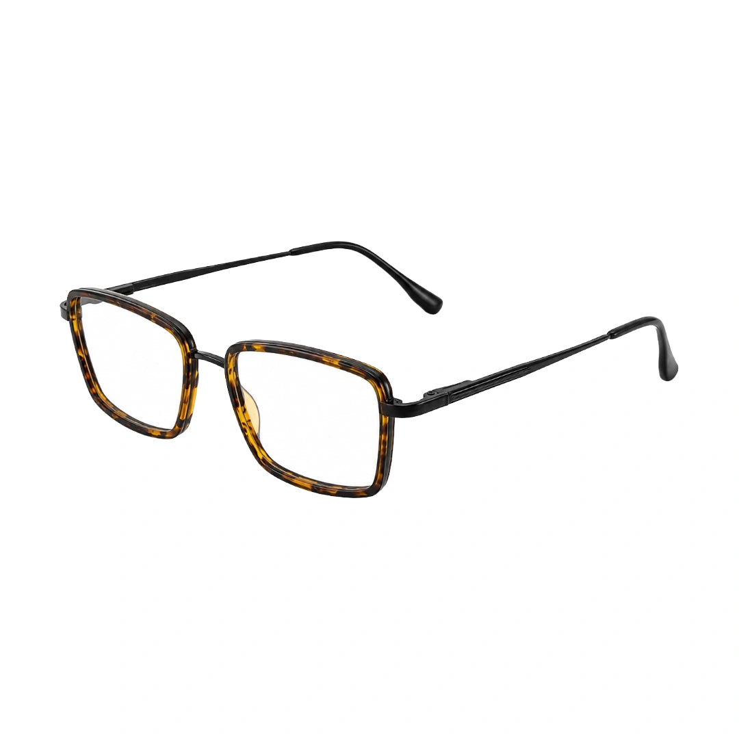 College Fashion 66105 rectangle prescription eyeglasses in tortoise shell, three-quarter angled view