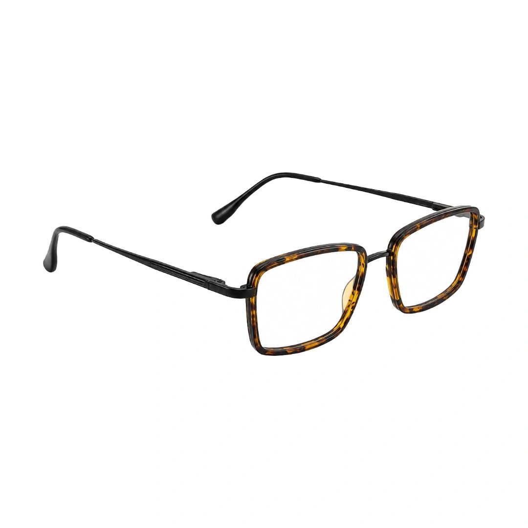 College Fashion 66105 rectangle prescription eyeglasses in tortoise shell, angled view