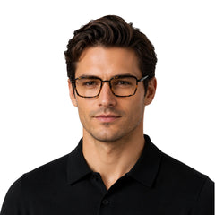 Man wearing College Fashion 66105 rectangle prescription eyeglasses in tortoise shell