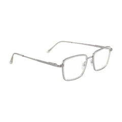 College Fashion 66105 rectangle prescription eyeglasses in transparent, angled view