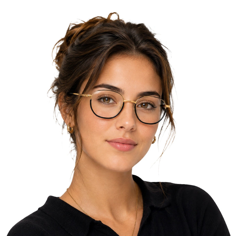 Geometric Metal Frame Eyeglasses for Men & Women | College Fashion 66108-zoom-