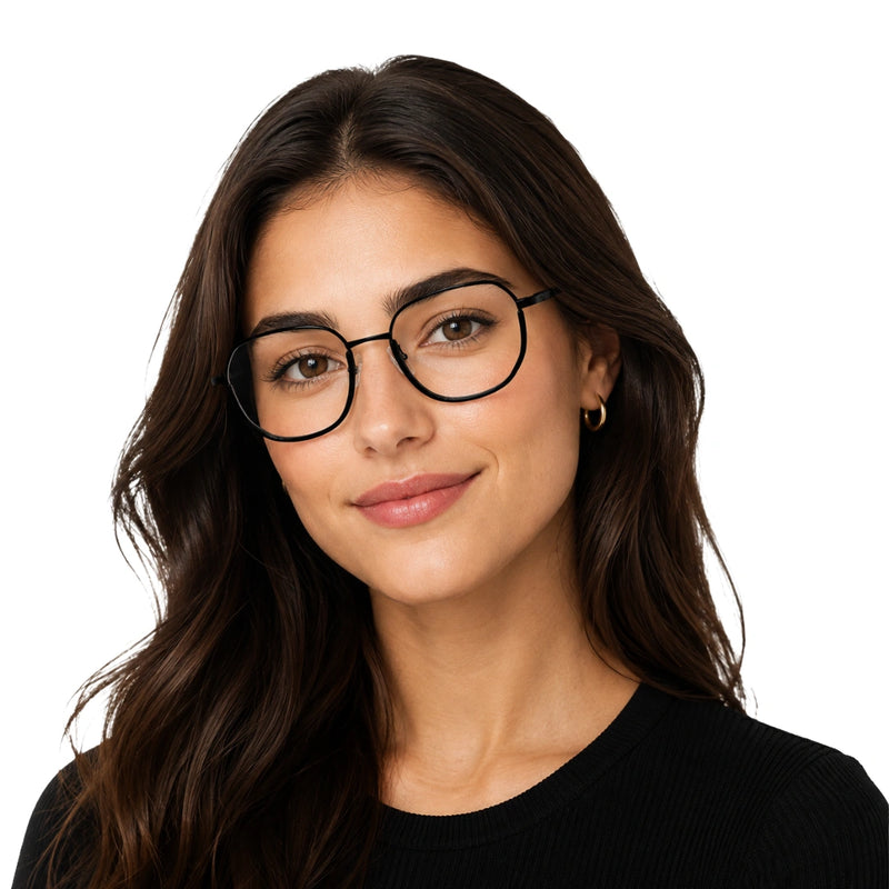 Geometric Metal Frame Eyeglasses for Men & Women | College Fashion 66108-zoom-