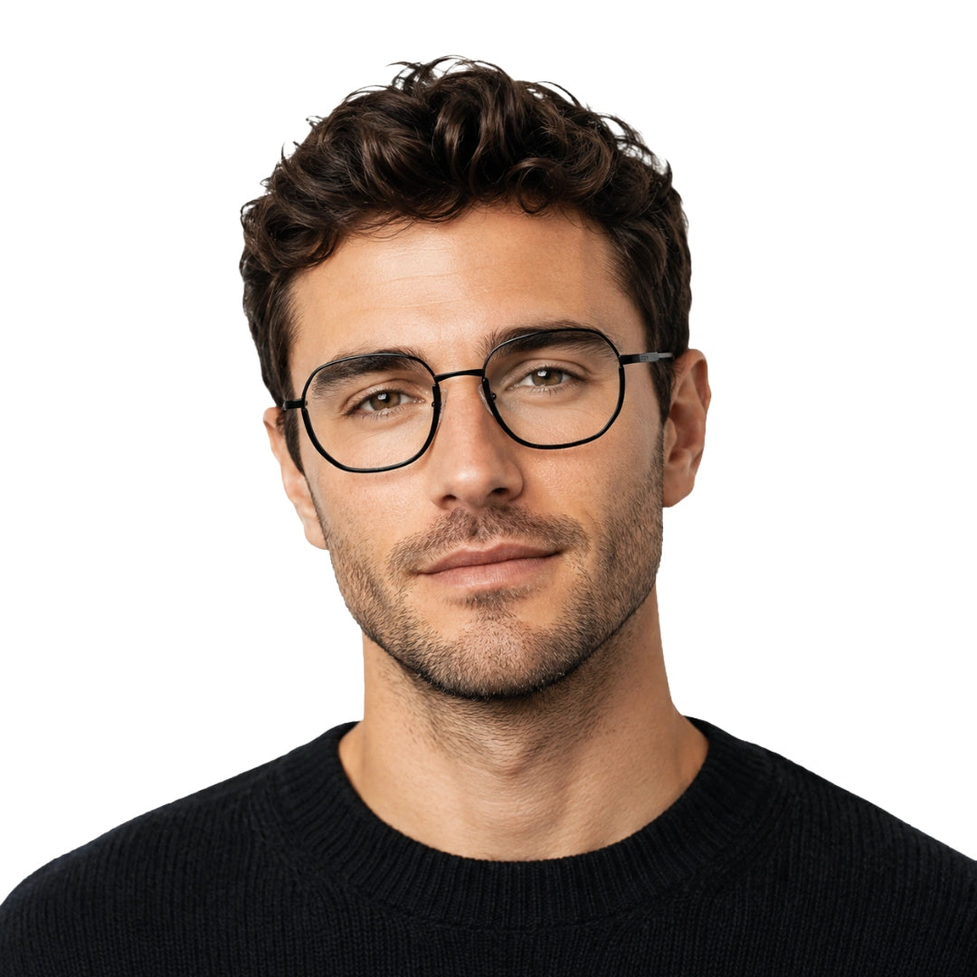 Geometric Metal Frame Eyeglasses for Men & Women | College Fashion 66108-zoom-27