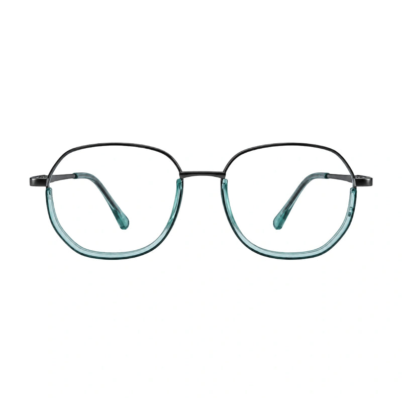 Geometric Metal Frame Eyeglasses for Men & Women | College Fashion 66108-zoom-