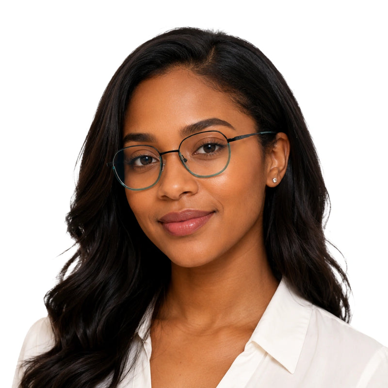 Geometric Metal Frame Eyeglasses for Men & Women | College Fashion 66108-zoom-