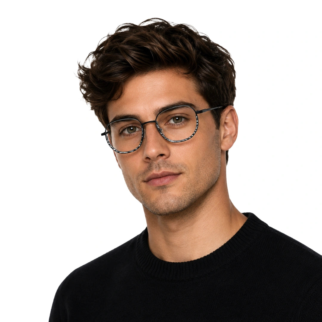 Geometric Metal Frame Eyeglasses for Men & Women | College Fashion 66108-zoom-43