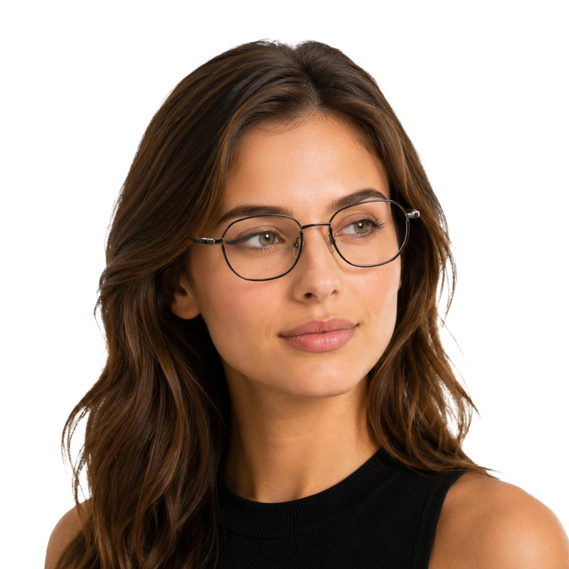 Geometric Metal Frame Eyeglasses for Men & Women | College Fashion 66108-zoom-