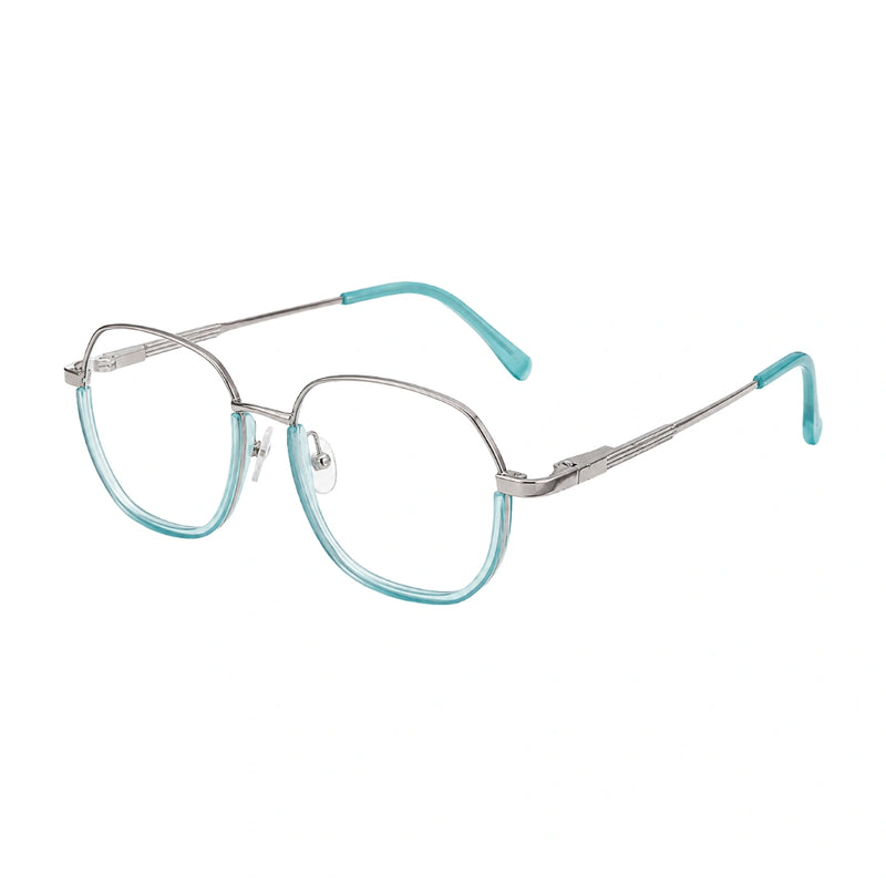 Geometric Metal Frame Eyeglasses for Men & Women | College Fashion 66108-zoom-