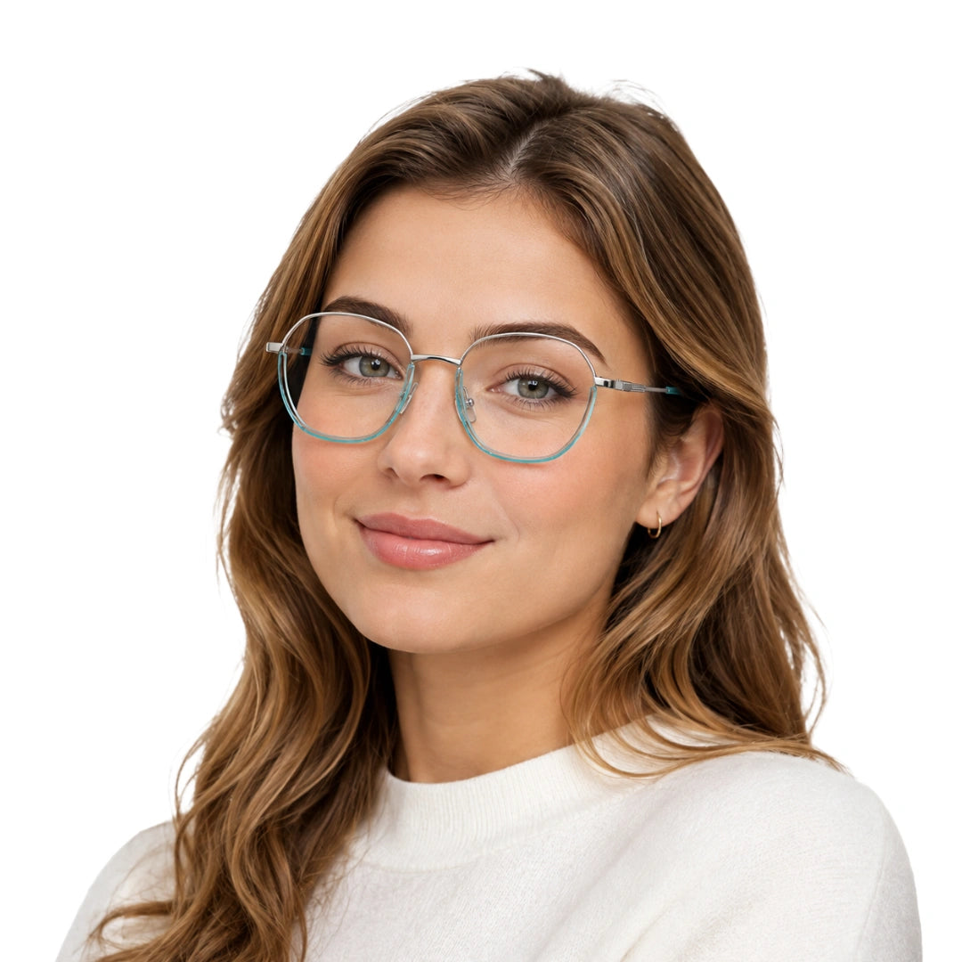 Geometric Metal Frame Eyeglasses for Men & Women | College Fashion 66108-69