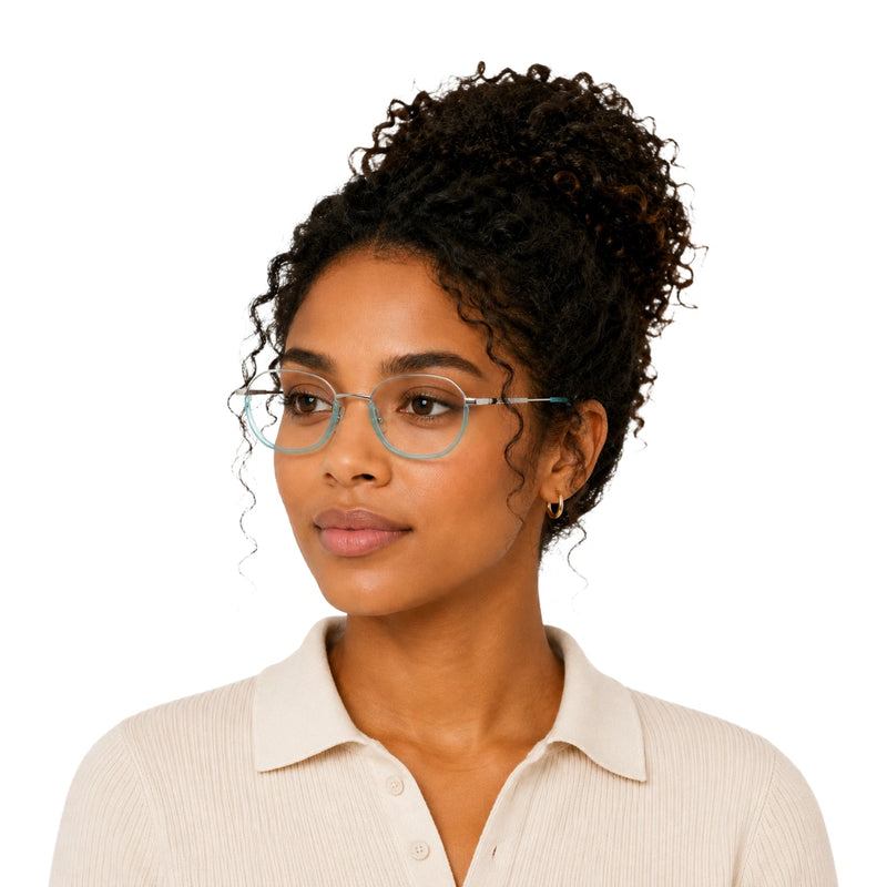 Geometric Metal Frame Eyeglasses for Men & Women | College Fashion 66108-zoom-