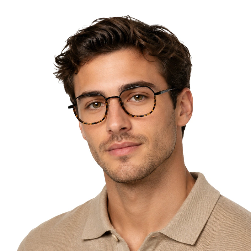 Geometric Metal Frame Eyeglasses for Men & Women | College Fashion 66108-zoom-