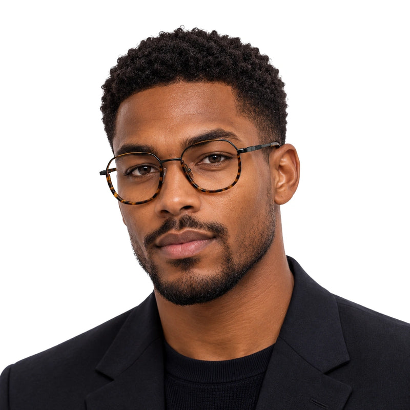 Geometric Metal Frame Eyeglasses for Men & Women | College Fashion 66108-zoom-