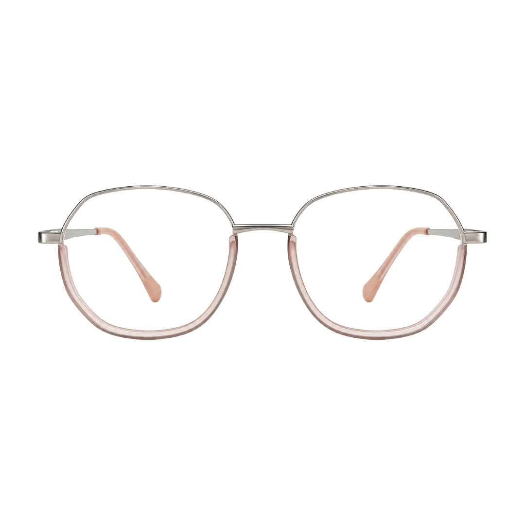 Geometric Metal Frame Eyeglasses for Men & Women | College Fashion 66108