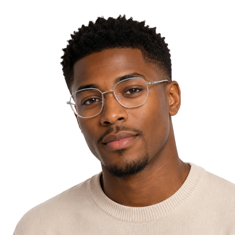 Geometric Metal Frame Eyeglasses for Men & Women | College Fashion 66108-zoom-