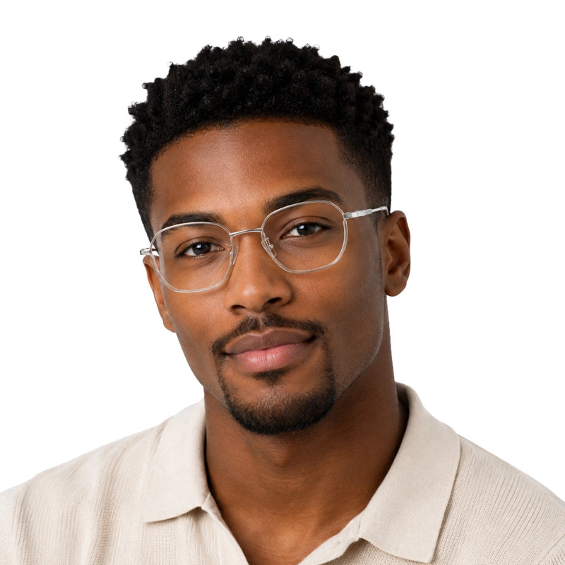 Geometric Metal Frame Eyeglasses for Men & Women | College Fashion 66108-zoom-