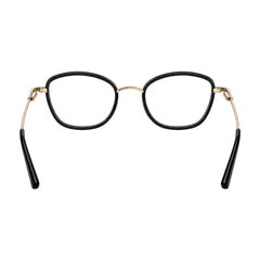 College Fashion 66109 modern square prescription eyeglasses in black and gold, rear view