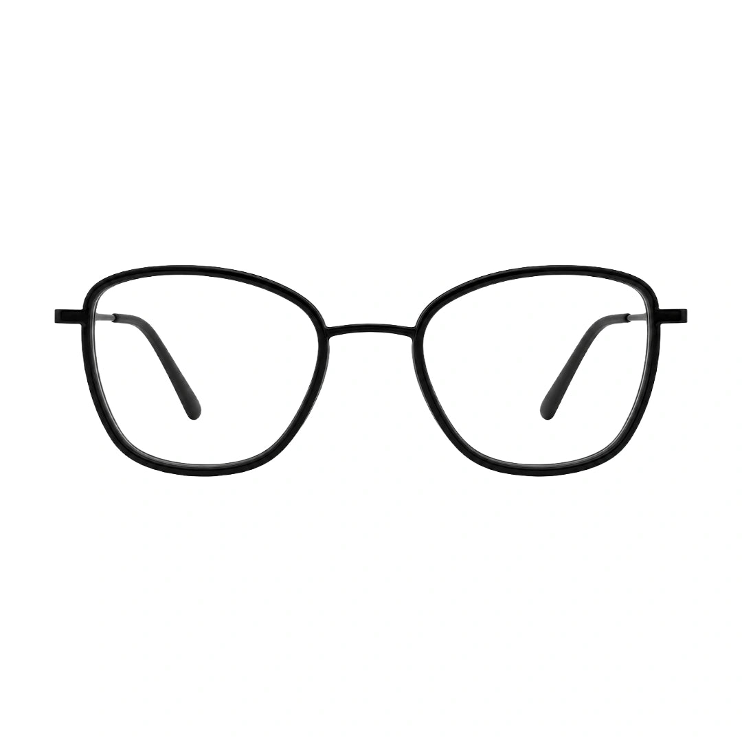 College Fashion 66109 modern square prescription eyeglasses in black, front view