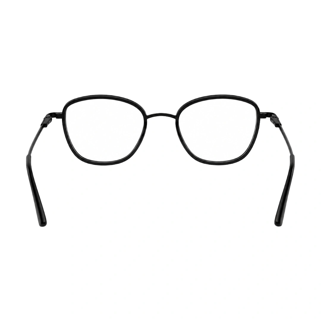 College Fashion 66109 modern square prescription eyeglasses in black, rear view