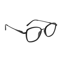College Fashion 66109 modern square prescription eyeglasses in black, angled view