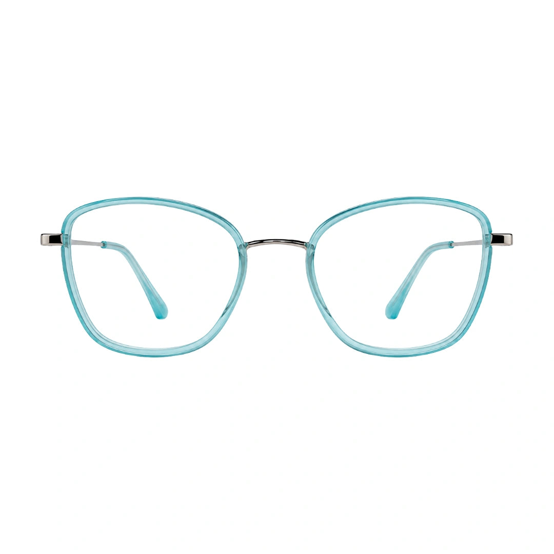College Fashion 66109 modern square prescription eyeglasses in blue, front view