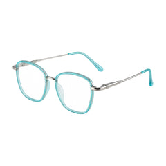 College Fashion 66109 modern square prescription eyeglasses in blue, three-quarter angled view
