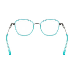College Fashion 66109 modern square prescription eyeglasses in blue, rear view