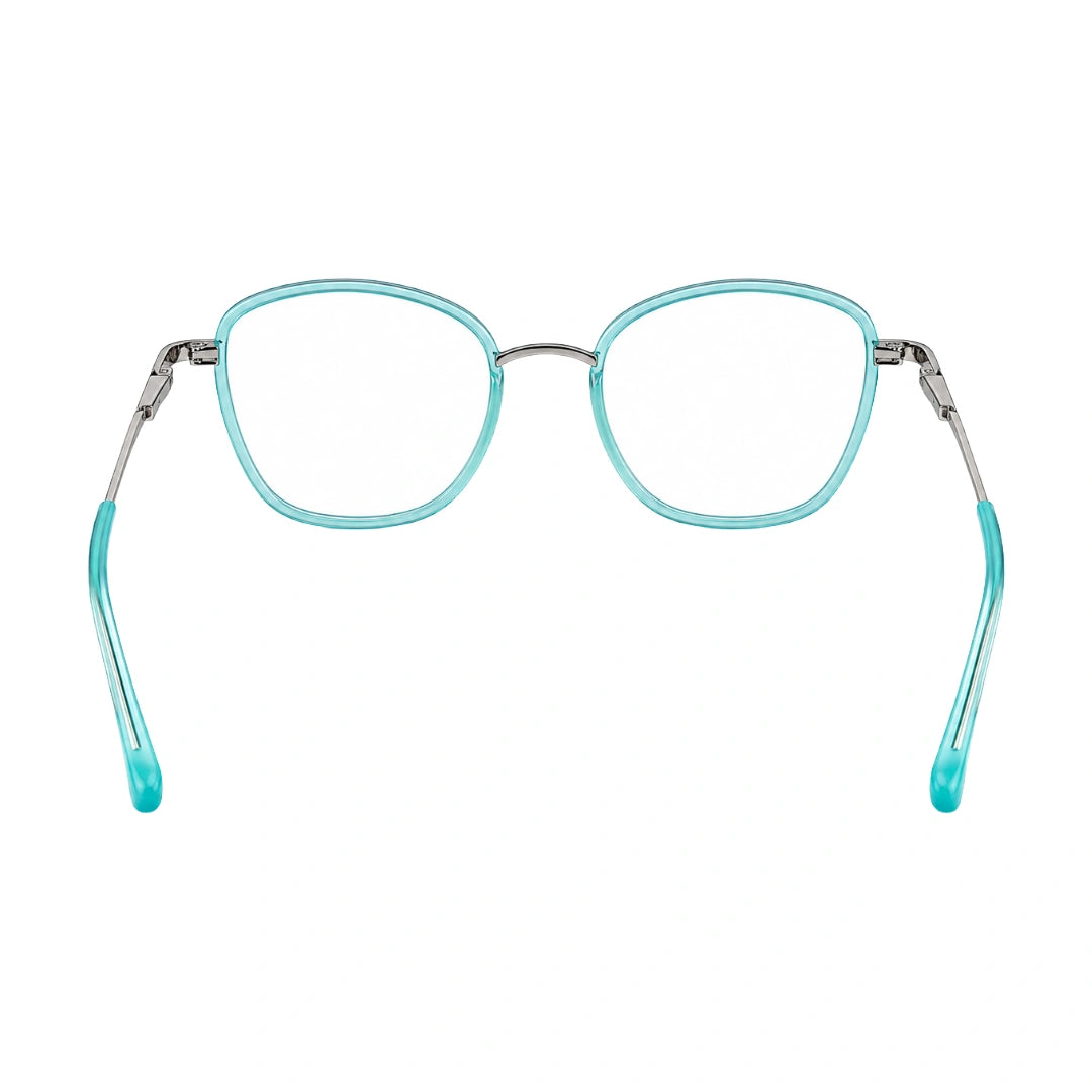 College Fashion 66109 modern square prescription eyeglasses in blue, rear view