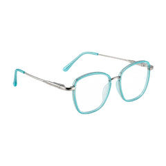 College Fashion 66109 modern square prescription eyeglasses in blue, angled view