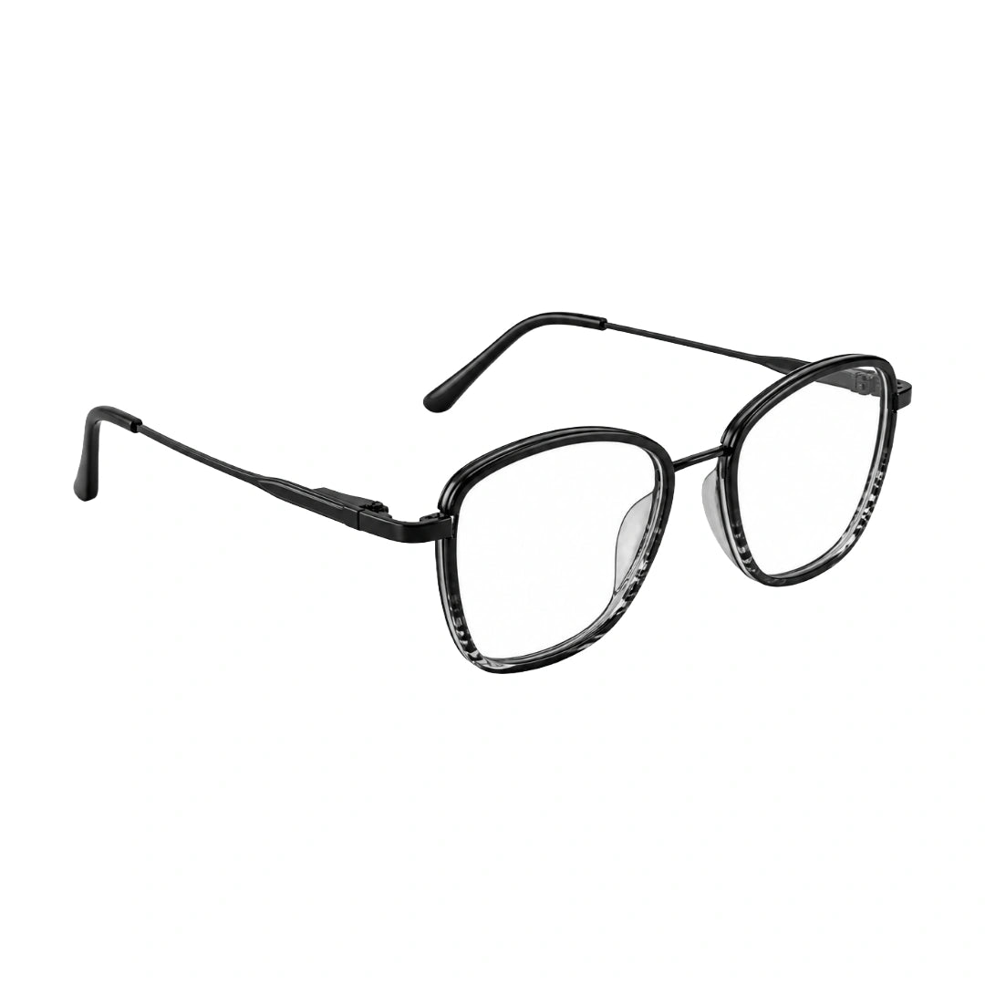 College Fashion 66109 modern square prescription eyeglasses in gradient black, angled view