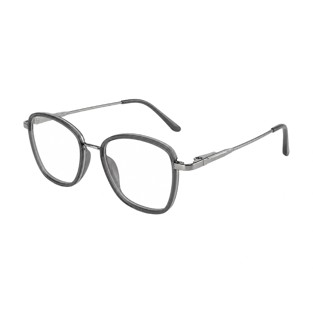 College Fashion 66109 modern square prescription eyeglasses in grey, three-quarter angled view