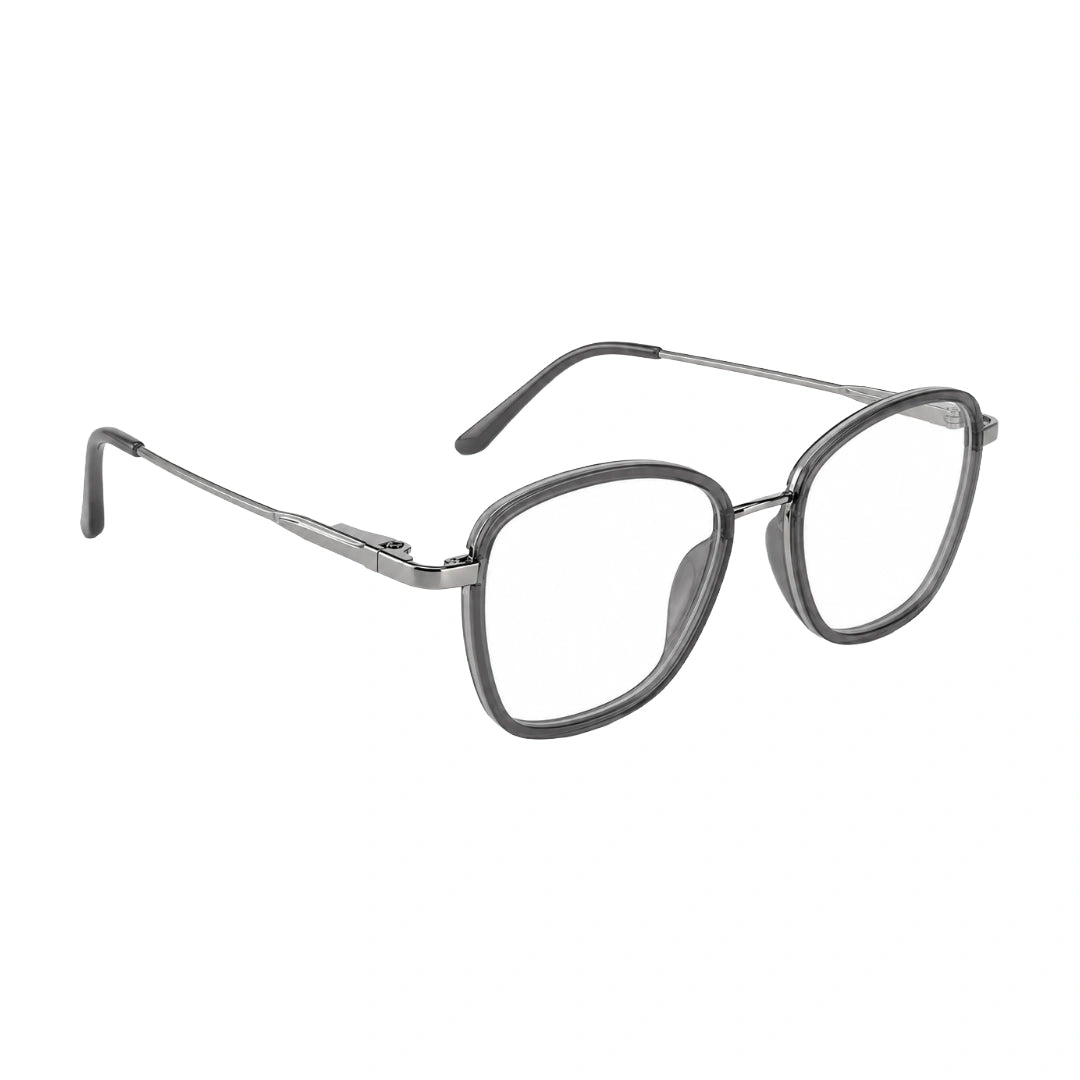 College Fashion 66109 modern square prescription eyeglasses in grey, angled view