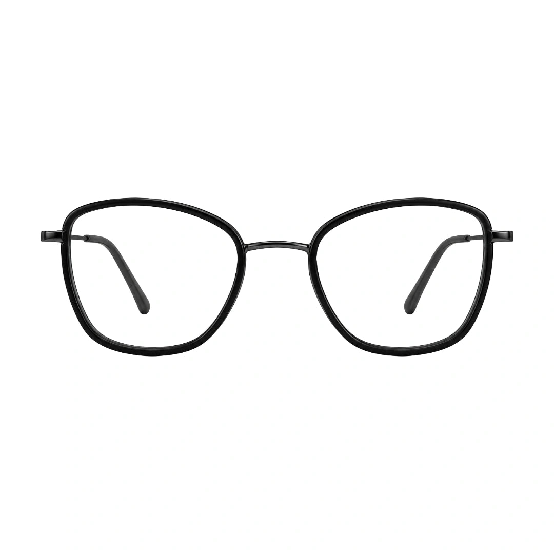 College Fashion 66109 modern square prescription eyeglasses in gunmetal and black, front view