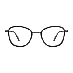 College Fashion 66109 modern square prescription eyeglasses in gunmetal and black, front view