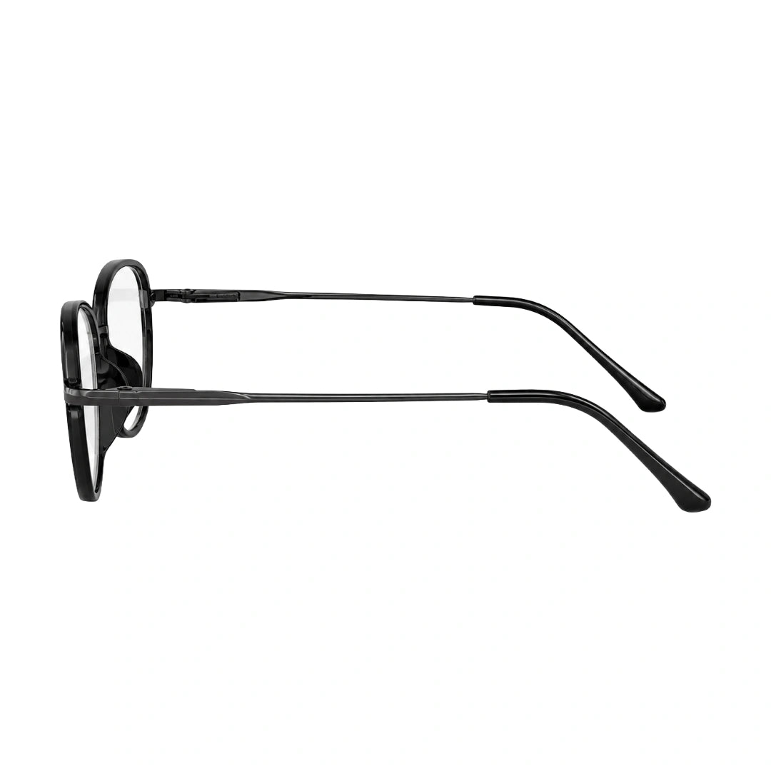 College Fashion 66109 modern square prescription eyeglasses in gunmetal and black, side profile view