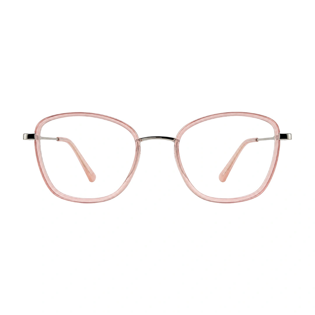College Fashion 66109 modern square prescription eyeglasses in pink, front view