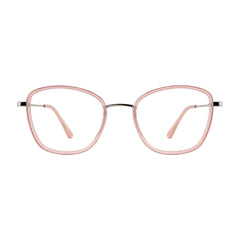 College Fashion 66109 modern square prescription eyeglasses in pink, front view