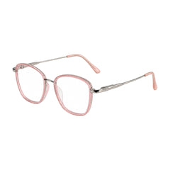 College Fashion 66109 modern square prescription eyeglasses in pink, three-quarter angled view