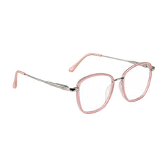College Fashion 66109 modern square prescription eyeglasses in pink, angled view