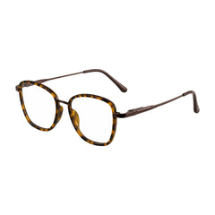 College Fashion 66109 modern square prescription eyeglasses in tortoise shell, three-quarter angled view