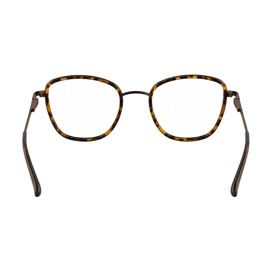 College Fashion 66109 modern square prescription eyeglasses in tortoise shell, rear view