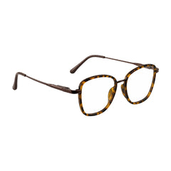 College Fashion 66109 modern square prescription eyeglasses in tortoise shell, angled view