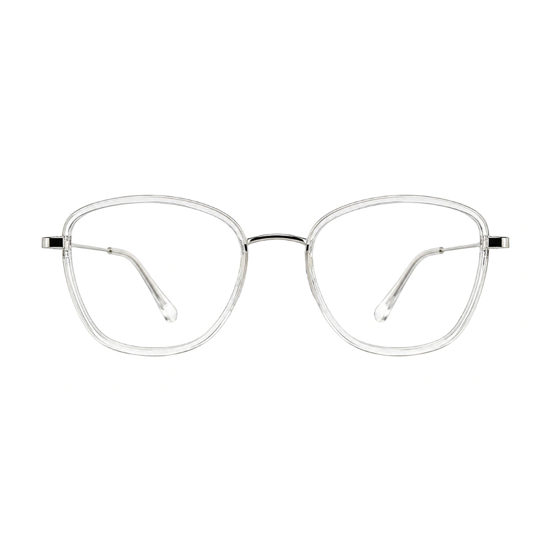 College Fashion 66109 modern square prescription eyeglasses in transparent, front view